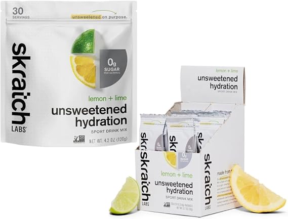 Skratch Labs Unsweetened Hydration Sport Drink Mix | Sugar Free | Electrolytes Booster | Lemon + Lime Bundle | Non-GMO, Vegan, Kosher, Keto, Paleo