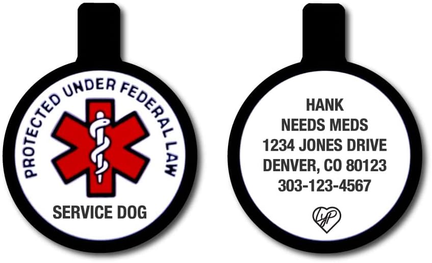 LYP Service Dog ID Tag - Quiet, Silicone, Personalized & Soundless Pet Tag, ESA, Soundless Dog ID Tag –Deep Engraved Silicone – Double Sided & Engraving Will Last - Pet ID Tags, Dog Tags Service Dog