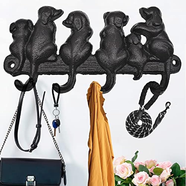 Dog Family Hooks Cast Iron Dog Key Hooks Rack Key Hanger Key Hooks for Hanging Wallet Belt Umbrella Towel Bag Clothes
