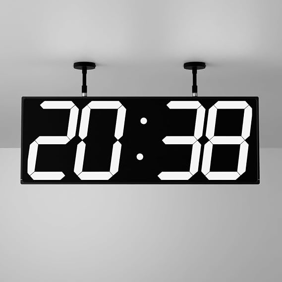 CHKOSDA 19.5'' Large Digital Wall Clock with Double Sided Display,Multi-Functional LED Hanging Digital Clock with Adjustable Brightness,Suitable for Offices, Warehouses, Corridors (White)
