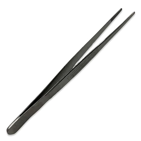 Eisco Labs - 6 Inch Stainless Steel Forceps - Precision Tweezers, Laboratory, Medical, and Educational Use - Durable, Corrosion-Resistant, Serrated Tips for Secure Grip - Dissection, Specimen Handling