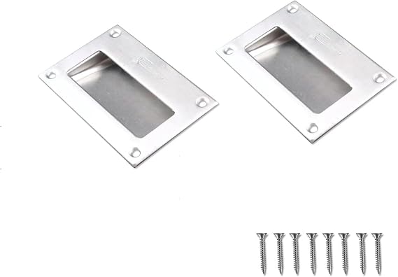AV 2-Pack Concealed Recessed Pulls Handles - 5 x 3-14, Stainless Steel Recessed Flush Pull Finger Insert Sliding Door Handle, Screwdriver Included, Brushed Nickel, 5 x 3-14 Screw Concealed