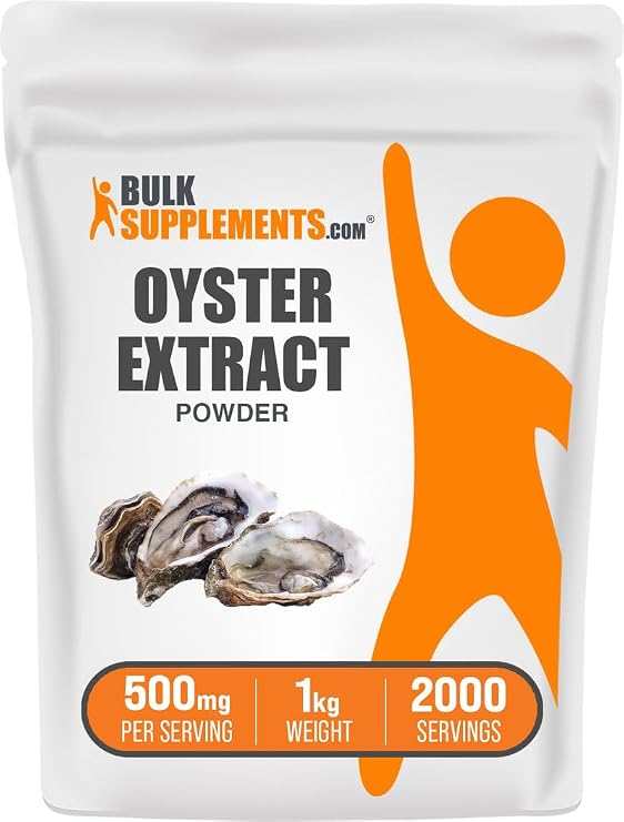 Oyster Extract Powder - Zinc Supplement, from Whole Oyster Shells - Gluten Free, 500mg per Serving, 1kg (2.2 lbs) (Pack of 1)