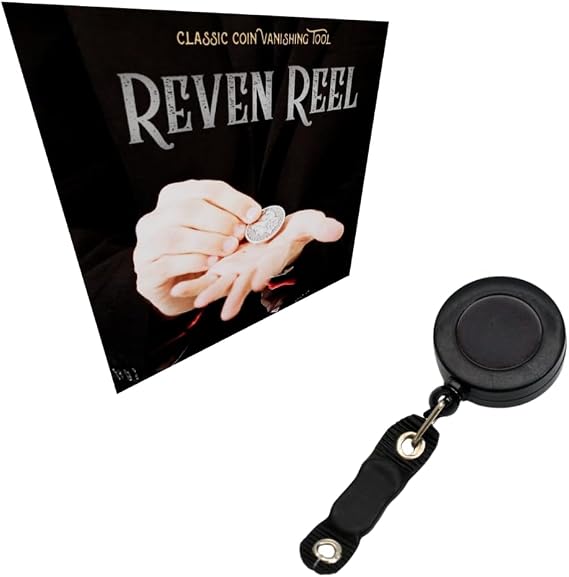 MilesMagic Magician's Raven Reel Coin Gimmick | Coin Vanishing | Coins Changing Reven | Professional Mentalism Tool for Real Street or Stage Magic Trick, Black