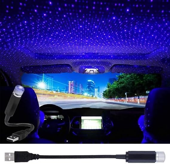 1Pc USB Star Projector Night Light,Adjustable Romantic Starry Sky Projector Car Light,Portable Atmosphere Decorative Auto Roof Lights for Various Occasions,Wall Lights,Home Improvement Tools [Energy Class A]
