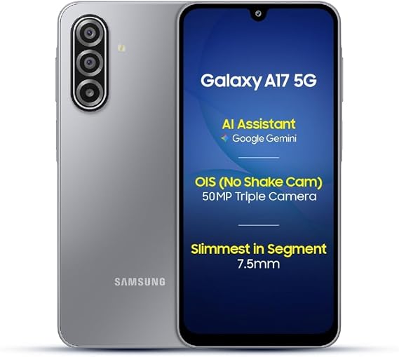 Samsung Galaxy A17 5G (6 GB RAM, 128 GB Storage) | 50 MP Vibration-Free Camera | Super AMOLED | Corning Gorilla Glass Victus | 7.5 mm Stylish | Ai (Artificial Intelligence) (Grey)