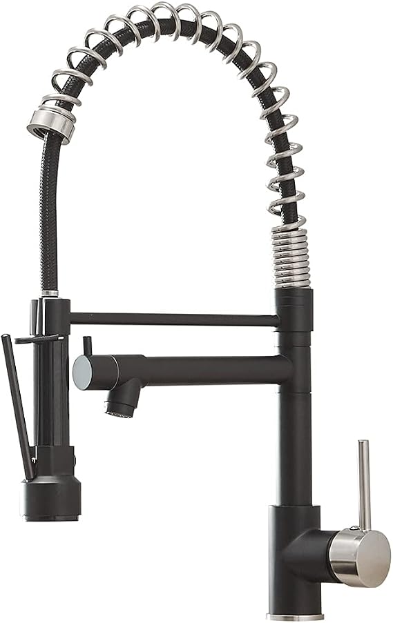 AIMADI Kitchen Sink Faucet,Black Kitchen Faucets with Pull Down Sprayer | Black Stainless Steel Single Handle One Hole Kitchen Faucet,Matte Black,Ceramic Cartridge,Easy DIY Install