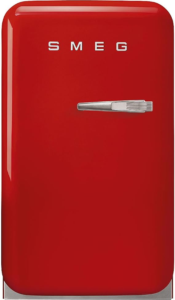 Smeg FAB5 Retro Mini Fridge 50s Style Compact Small Refrigerator, 1.2 cu ft, Automatic Defrost, LED Lighting, Adjustable Shelves Made in Italy Perfect for Home, Dorm, Office, Hotel -Red