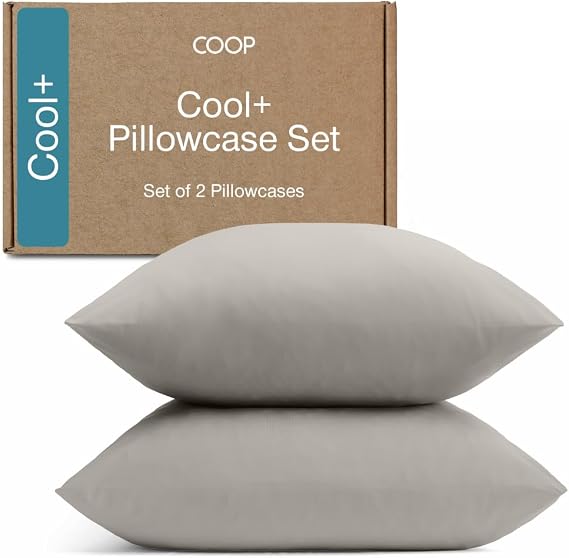 Coop Home Goods Cool+ Cooling Pillow Case Set of 2, Dove Grey King Size Pillow Covers, Luxury Spa, Breathable, Hotel Quality Pillow Cases
