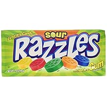 Sour Razzles Candy, 1.4oz Pouches, 24-Count