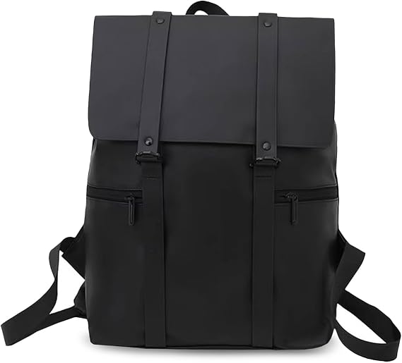 FANDARE Laptop Travel Backpack for Men Vintage PU Leather 12.9 inch Laptop Work Daypacks Black