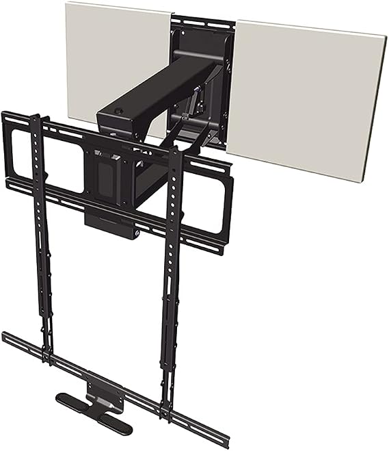 MantelMount - MM700 Premier Fireplace TV Mount Pull Down Bracket for 50"-90" & 25-115 lb Televisions Above Mantel with Sound Bar Attachment, Paintable Covers & Safety Pull Down Handles