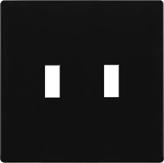 ENERLITES Screwless Double Toggle Light Switch Wall Plate Cover, Black