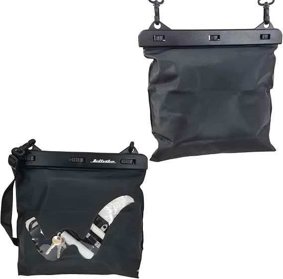 Jettribe Waterproof PWC Ride Bag - Submersible Dry Bag Pouch with Triple Snap-Lock & Heat Welded Seams - Adjustable Shoulder Strap Crossbody for Jet Ski, Kayaking, Boating & Beach - 11" x 8.5"