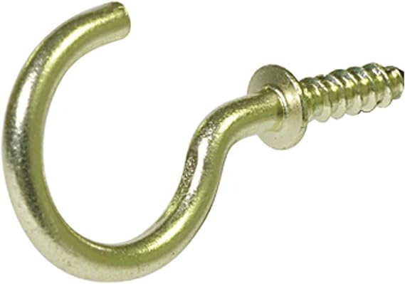 Hillman Hardware Essentials 320408 Hardware Essentials Solid Brass Cup Hook 1", Brass Finish, 100-Pack