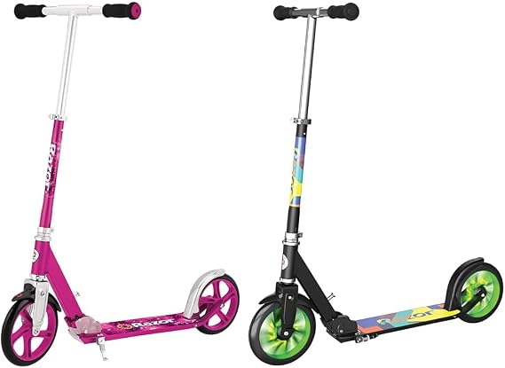Razor A5 LUX Kick Scooter - Pink - FFP,38.6 Inch & A5 Lux Kick Scooter for Kids Ages 8+ 8" Urethane Wheels, Anodized Finish Featuring Bold Colors and Graphics, for Riders up to 220 lbs