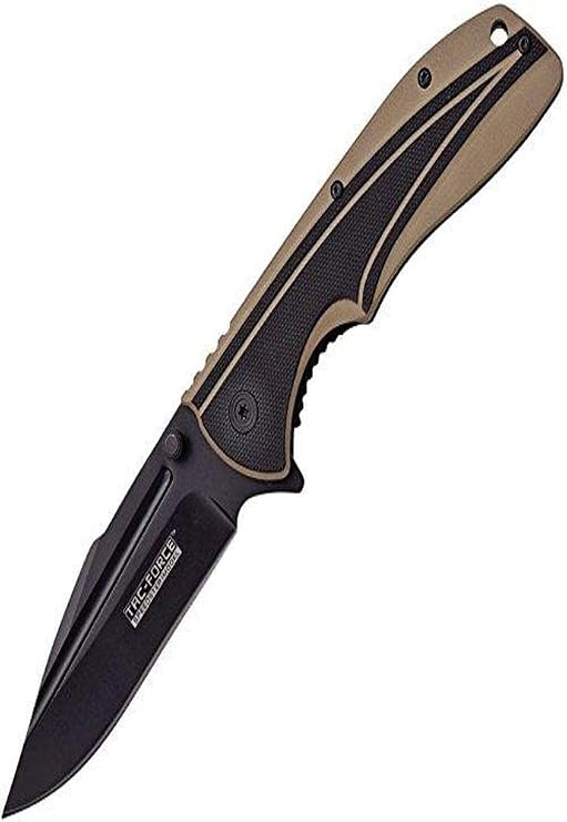 Master Cutlery TF-836BT Tac-Force 4.75" Folder Black Blade Two Tone Black/Tan G10 Handle with Pocket Clip