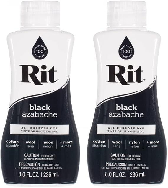 Rit Dye Multi-Purpose Liquid 8 OZ. | Great for Clothing, Accessories, Decor, and Much More | 2-Pack, Black