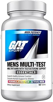 GAT SPORT Men's Multi + Test, Premium Multivitamin Tablets (60 Count)