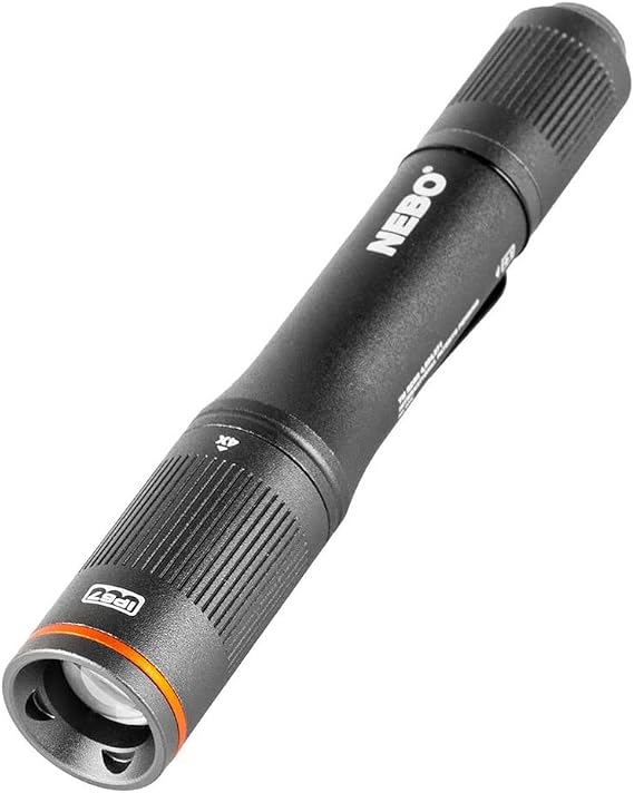 NEBO Columbo 100 Lumen LED Pen Torch - Pocket Battery Powered Inspection Light, 3 Modes, 4.5 Hours Battery Life, Dimming, Pocket Clip, Variable Zoom & Waterproof Design