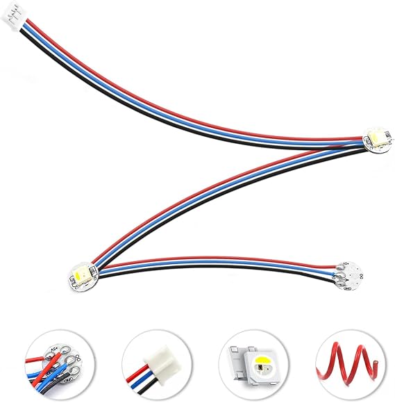 1-Pack RGBW Mini Button PCB LED Installed with PTFE Cables Compatible with Voron 2.4 Trident SB StealthBurner Extruder DIY 3D Printer