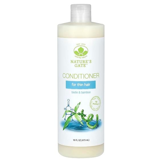 MILD BY NATURE (Nature's Gate, Biotin & Bamboo Conditioner for Thin Hair, 16 fl oz (473 ml)