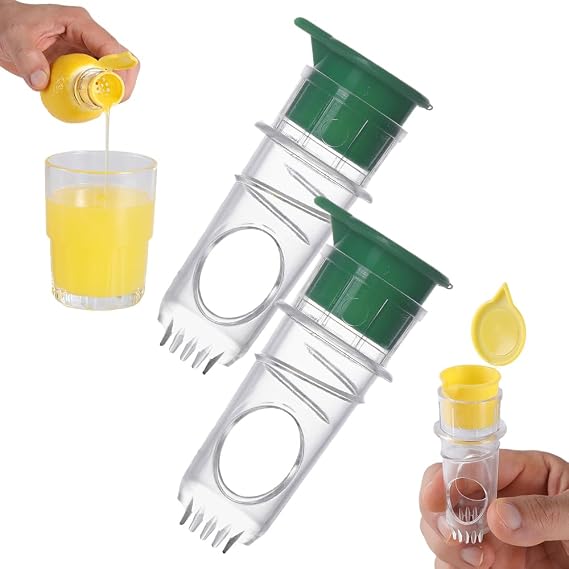 Lemon Squeezer,2025 New Screw-Top Lemon Squeezer Manual Lemon Juicer with Built-In Filter Orange Citrus Press, Spout for Cocktails Drinks Easy to Use (Green 2PCS)