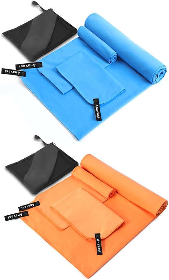 6 PCS Microfibre Towels for Adults, 2*(180*80 + 80*40 + 50*30) cm