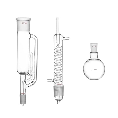 250ml 24/40 Glass Soxhlet Extractor 40/38 Graham Coil Condenser & One Reservoir Flask