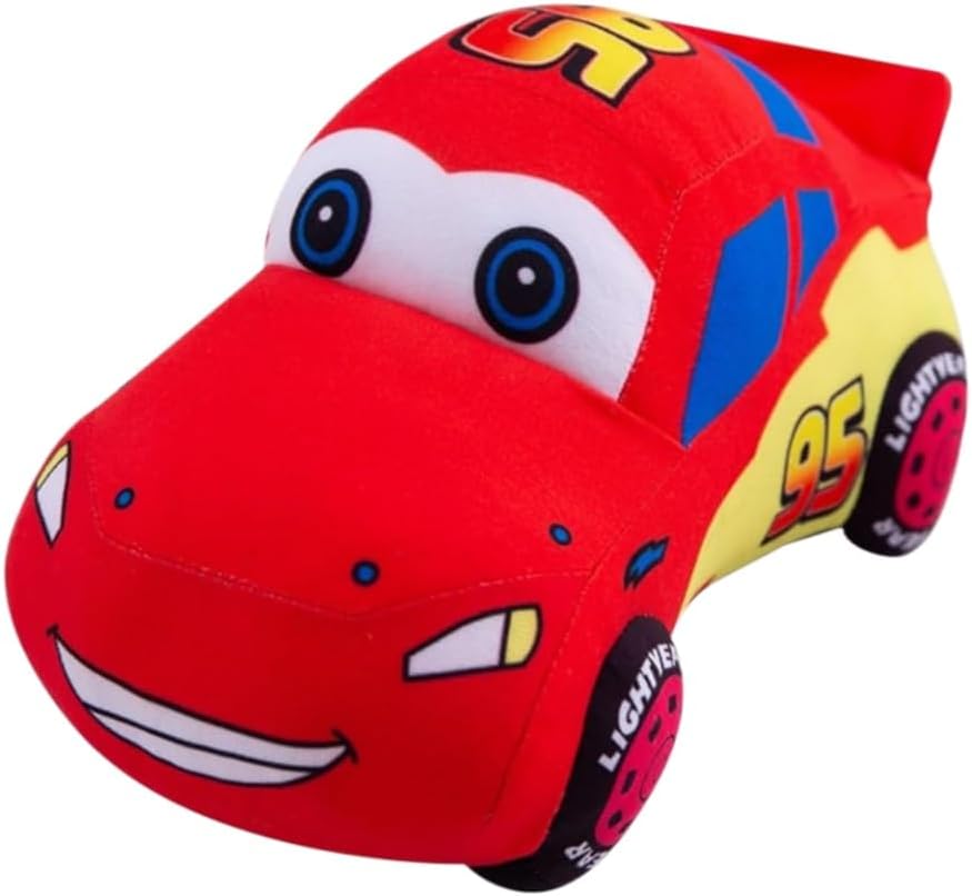 XIYUAN 25cm Car Shaped Plush Pillow, Ultra Soft Red Race Car Stuffed Toy, Cute Cartoon Vehicle Cushion for Bed Sofa Car Decor, Adorable Plushie Gift for Toddlers Kids Birthday Party