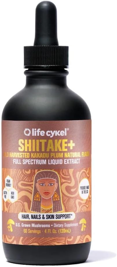 Life Cykel - Shiitake Mushroom Extract with Kakadu Plum - Advance Organic Mushroom Supplement for Hair, Nail and Skin - Potent Vitamin C Immune Boost for Adults - 4 Fl Oz