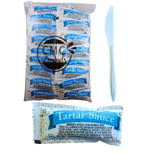 Tartar Sauce Packets 50 Count 12g Each with Spreader in Resealable Slide Seal Bag Packaged by CMC Products