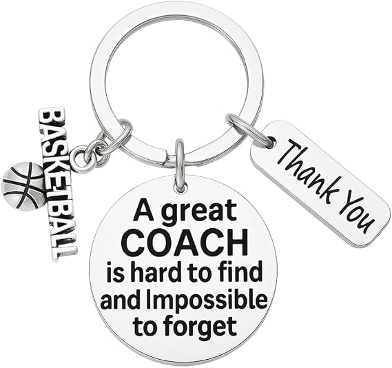 Sportybella Basketball Coach Keychain, Stainless Steel Keychain for Men and Women, Basketball Coach Gifts