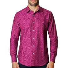 Robert Graham Men's Bayview Long-Sleeve Woven Button Down Shirt, Premium Cotton Knit Top, Classic-Fit & Richly Detailed