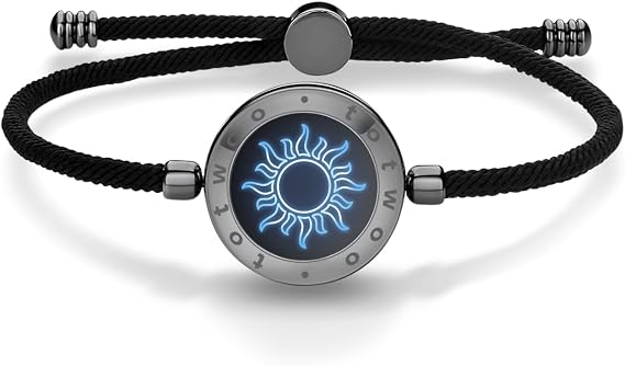 TOTWOO Long Distance Touch Bracelets with Vibration Function Smart Jewellery His and Hers Couples Matching Bracelets Sun and Moon Pattern Couple Gifts Love Relationship Pair One-to-One via Bluetooth