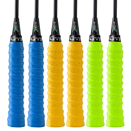 Whizz 6-Pack Badminton Racket Grip Tape, Great Slip Resistance, Tennis Squash Pickleball Overgrip B-6