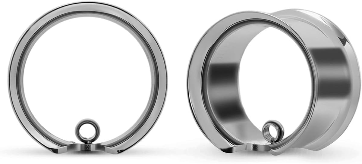 Stainless Steel Modular Ring Ear Tunnels for Women Men Saddle Flare Plugs for Stretched Ears Industrial Punk Gauge Jewelry Bottom Loop for DIY Dangling Accessories 2G to 1 inch