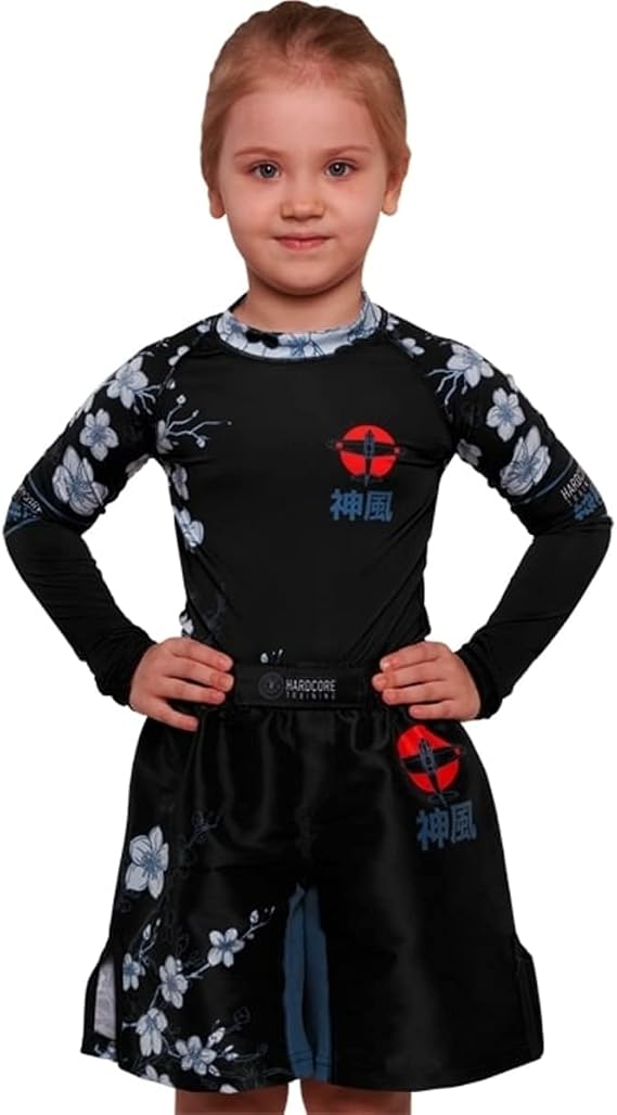 Hardcore Training Rash Guard Kids Compression Long Sleeve MMA Gym Workout | Shirt, BJJ, Jiu Jitsu, Muay Thai, Wrestling, Athletic, Base Layer, Fitness, Sport