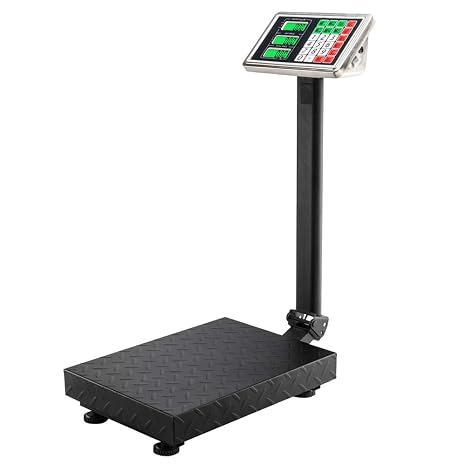 100KG Heavy Duty Folding Digital Platform Postal Parcel Scales, Commercial LCD Display Electronic Computing Floor Platform Scale Industrial Scales Postal Shop Weight 100KG/220lbs (Black)