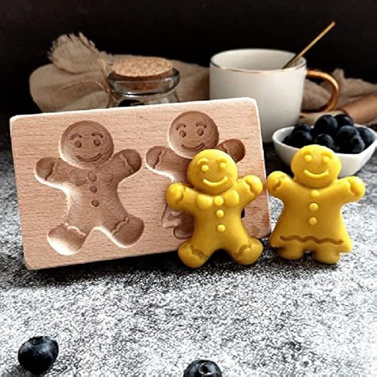 Wooden Cookie Molds Christmas Carved Wooden Cookie Biscuit Mold Baking Cookie Mold Wooden Mold Cookie Cutter Embossing Mold Gingerbread Mold DIY Baking Tools Gingerbread Man
