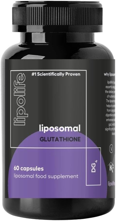 Liposomal Glutathione Capsules – 60 Capsules 2 Month Supply, High Absorption Glutathione Supplement, Antioxidant Detox Support, Reduced Glutathione Lipolife DG4
