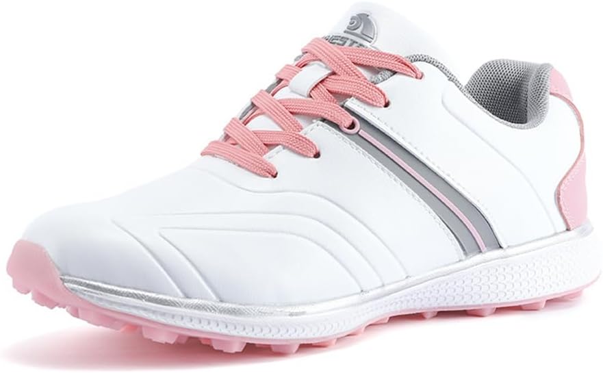 Waterproof Golf Shoes for Women, Leather Spikeless Walking Footwears Comfortable Golf Training Sneakers Lightweight Golf Sport Trainers