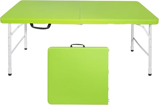 Prime 4ft Portable Folding Table Indoor&Outdoor Maximum Weight 135KG Foldable Table for Camping (Green)