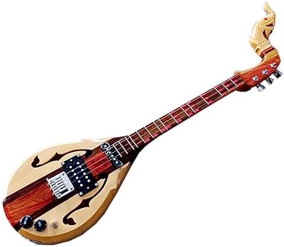 Isarn Acoustic Electric Phin 3 Strings, Thai Lao Guitar Musical Instrument, Traditional Thai Musical Pin67