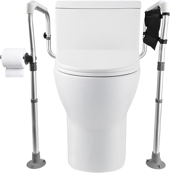 Toilet Frame,Toilet Safety Rails,Adjustable Toilet Rails,Non-Slip Bathroom Toilet Frame Safety Rails Stand,for Adults/Elderly,Fit for Most Toilet,Minimal Assembly