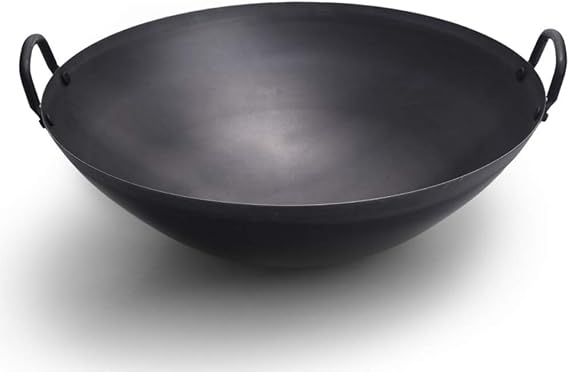 24 inch Cast Iron Wok Chef's Pot High Capacity Cooking Pot with 2 Pot Ear(60cm)