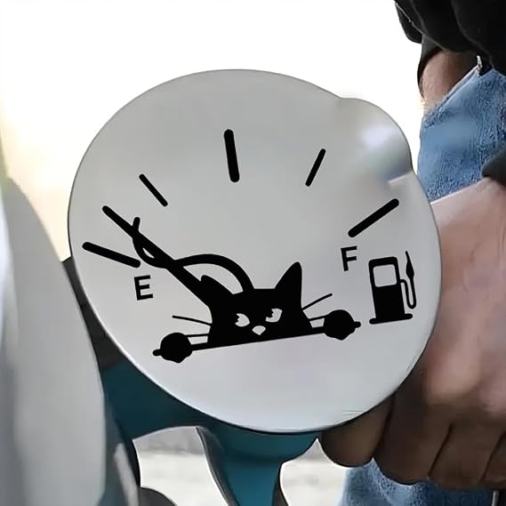 2-Pack Peeping Cat Gas Tank Vinyl Sticker, 5.91"x3.94", Easy-Apply Sticker for Cars, Motorcycles & Trucks, Waterproof and Weather-Resistant Car Decal, Gift for Pet Lovers #2BZ493 (Black)