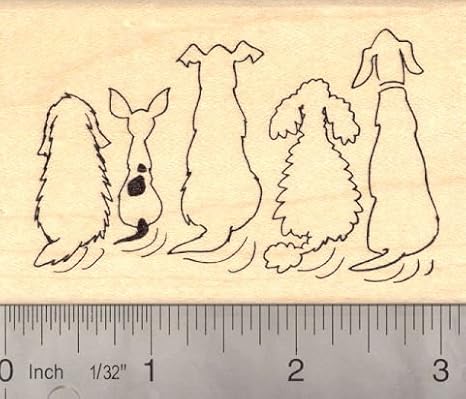 Tails Wagging Dog Rubber Stamp