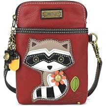 CHALA Woodland Animal Collection Cell Phone Crossbody Purse-Women PU Leather/Canvas Multicolor Handbag with Adjustable Strap