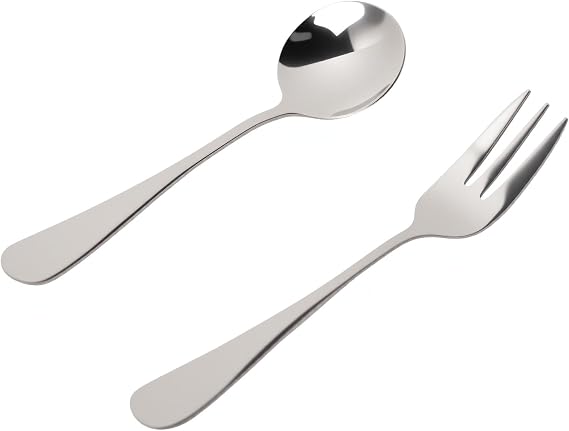 ODSD 2-Piece Silver Spoon and Fork Set, Elegant Flatware for Daily Use, Dishwasher Safe and Tarnish Resistant